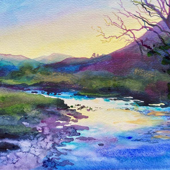 Watercolour River of Gold