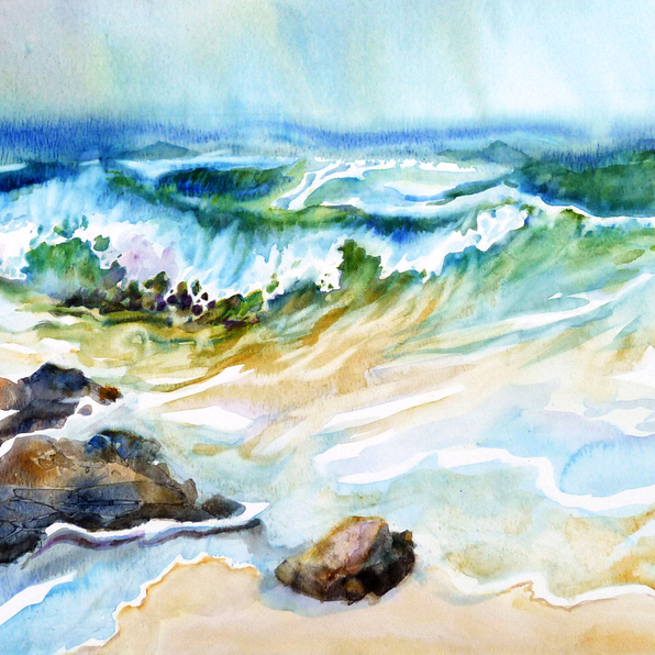 Watercolour Tempestuous Seascape